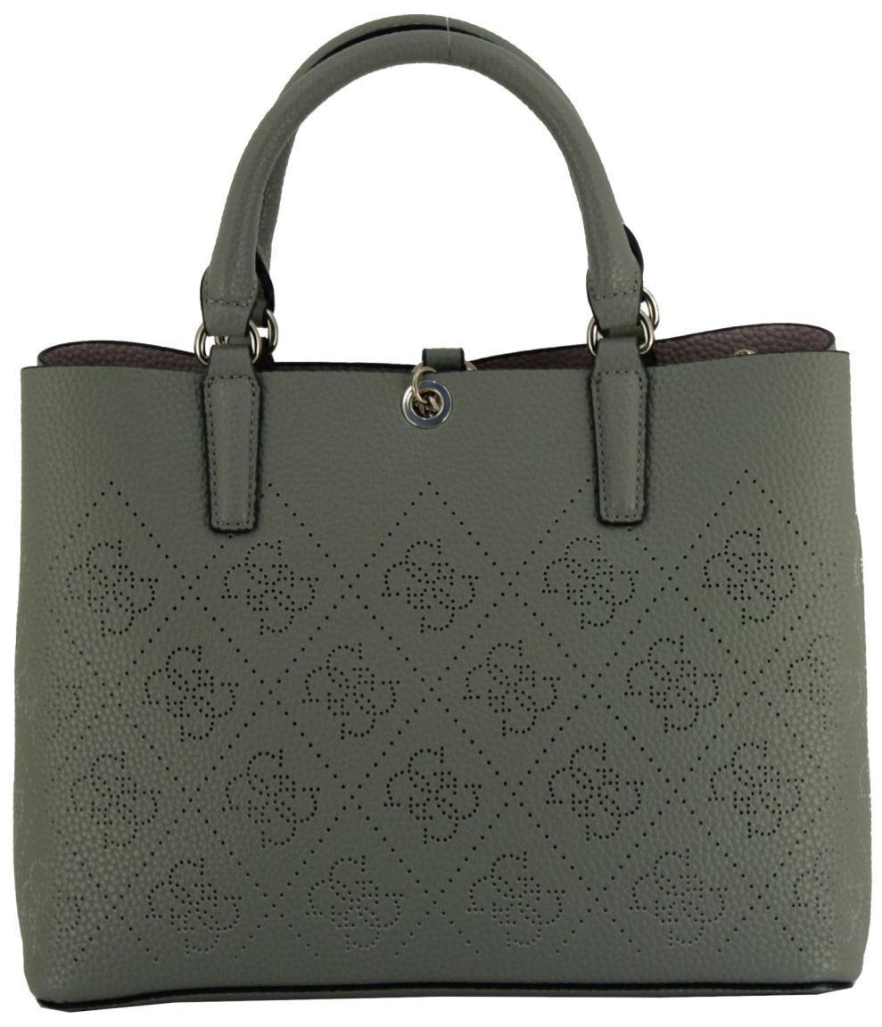 Damenkurzgrifftasche Sage Amara 4G Markenlogo Lochstanzung Grün Guess