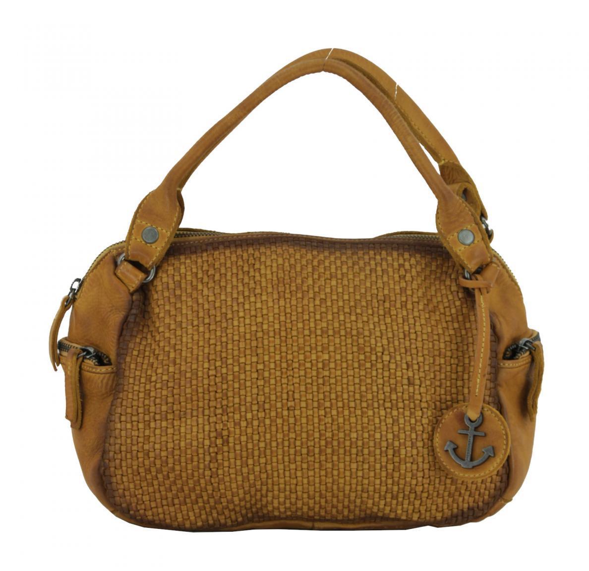 Damenlederhandtasche Mustard Soft Weaving 2 gelb Harbour2nd Julia