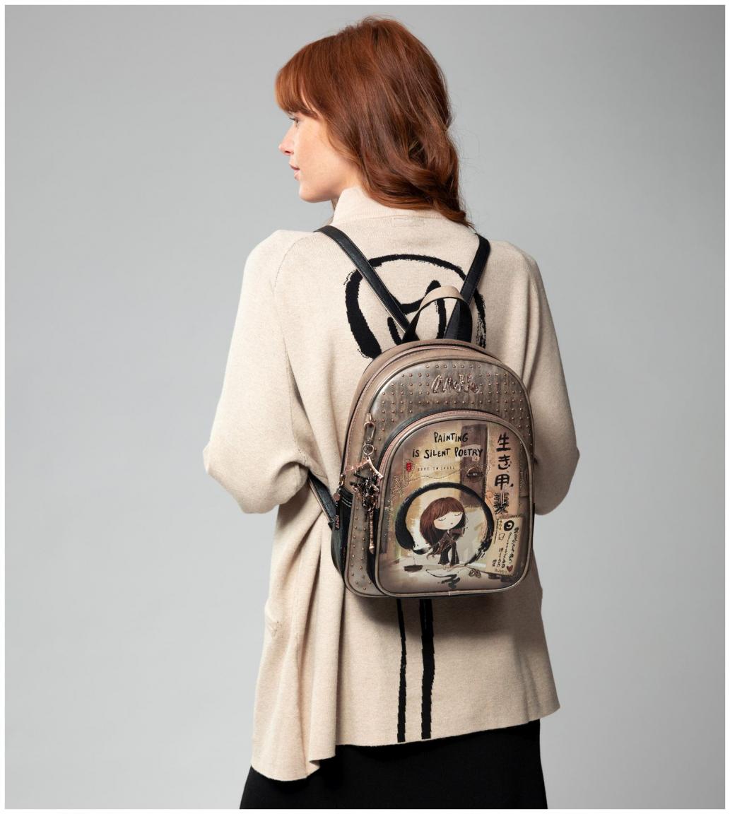 Damenrucksack Anekke Shoen Nieten metallic Japan Kunst