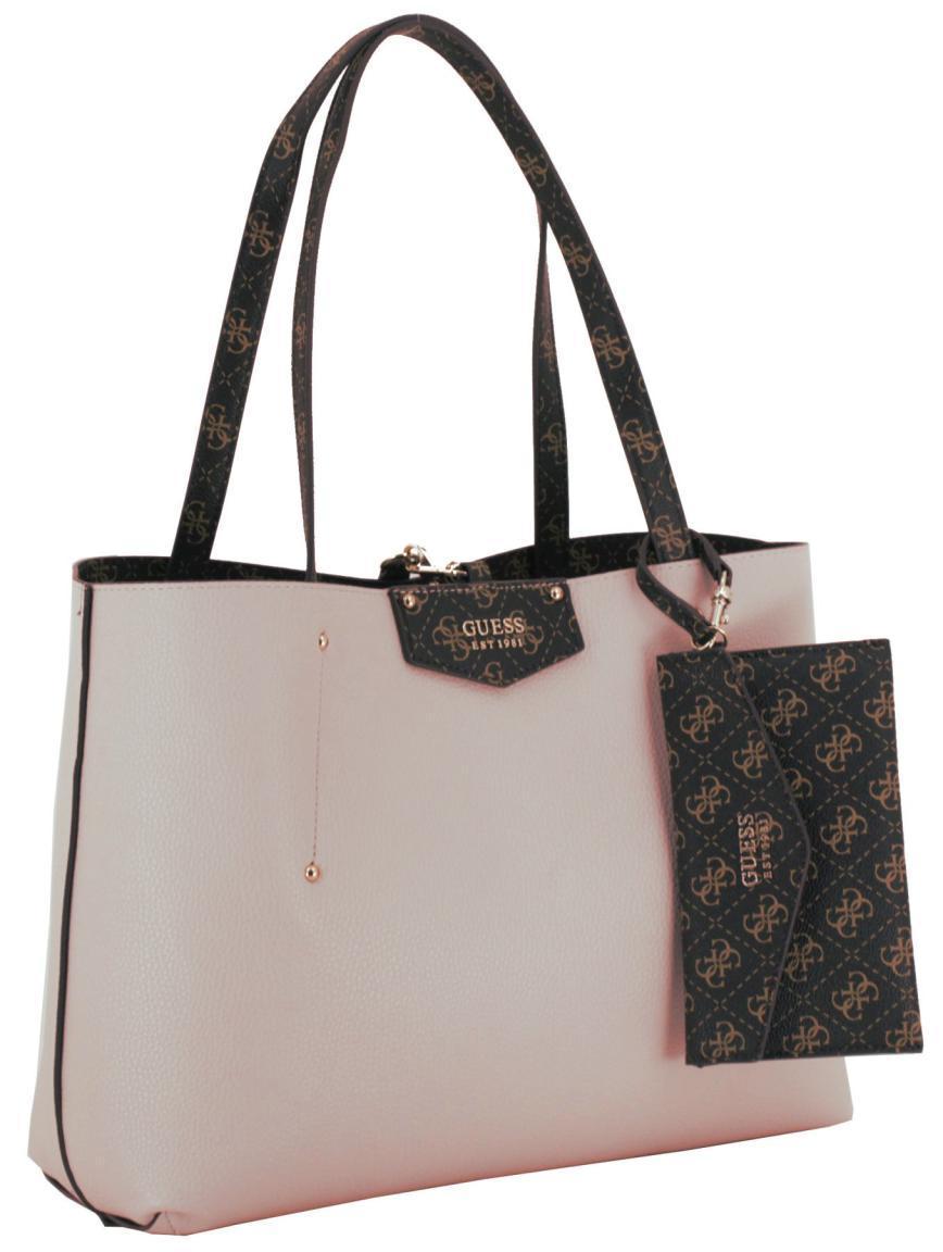 Damenwendetasche Guess Eco Brenton Logoprint Brown Logo Braun Taupe