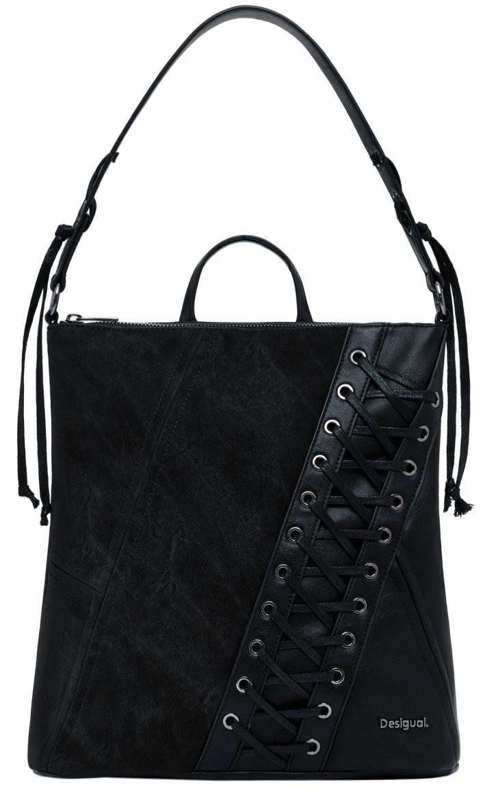 Desigual Cityrucksack schwarz Tango Patch Pretoria Mini Schnürung rockig