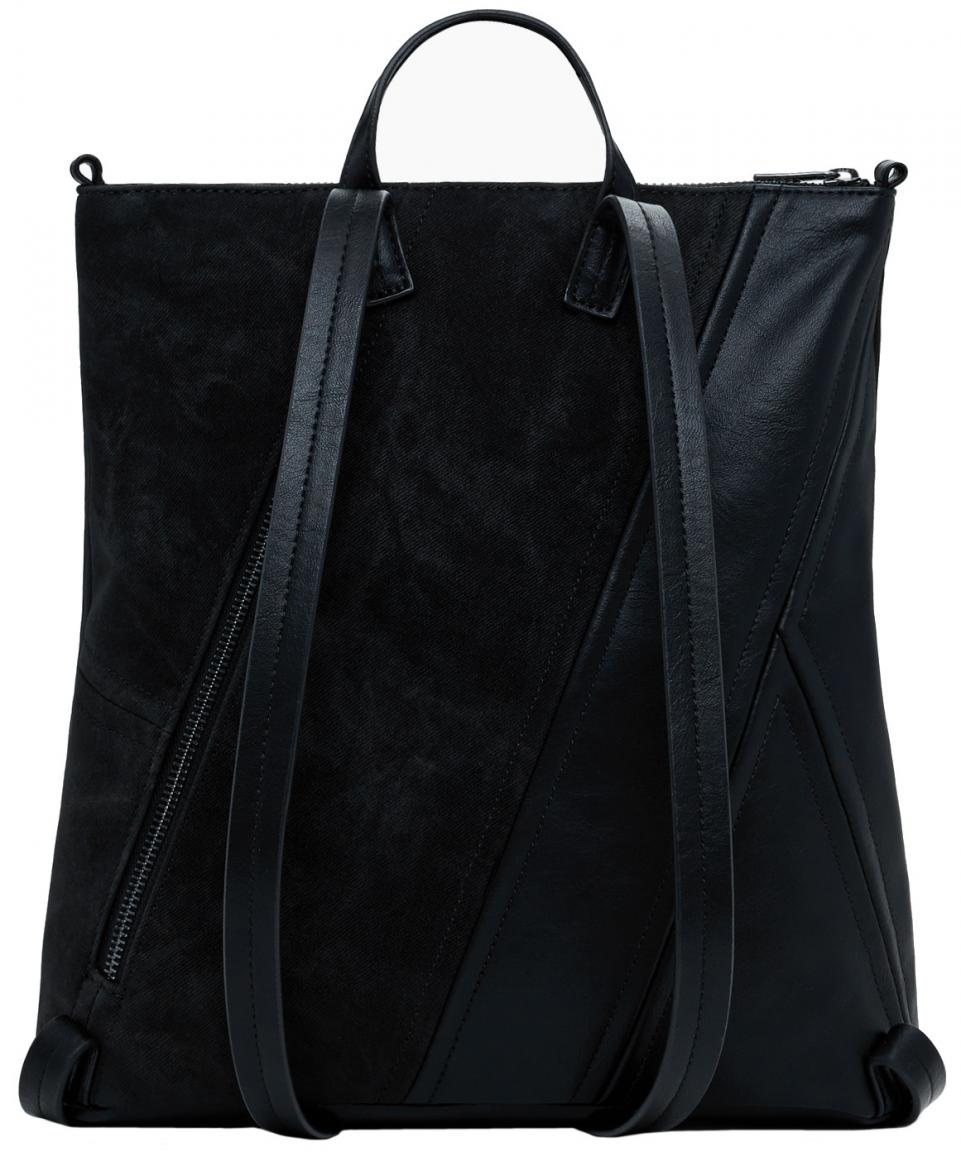 Desigual Cityrucksack schwarz Tango Patch Pretoria Mini Schnürung rockig