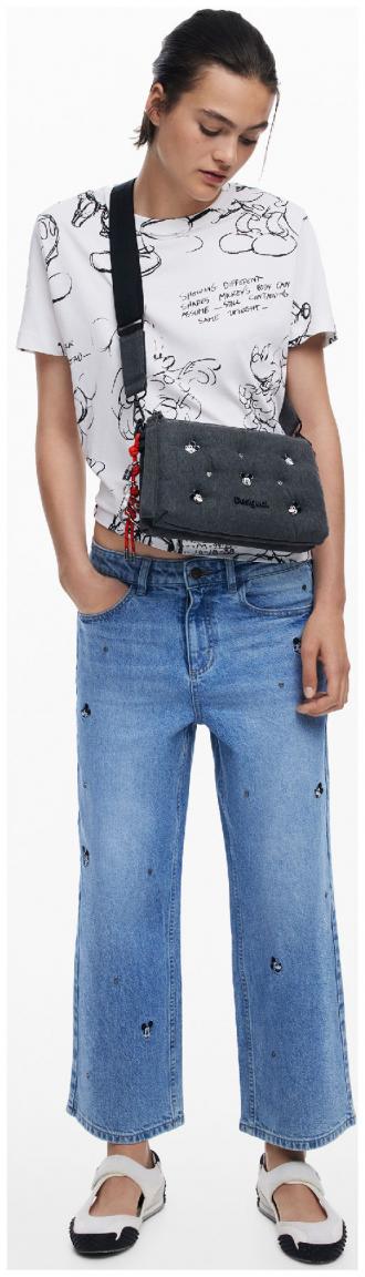 Desigual Denim Umhängetasche Mickey dunkelgrau Dortmund Pins Handschlaufe