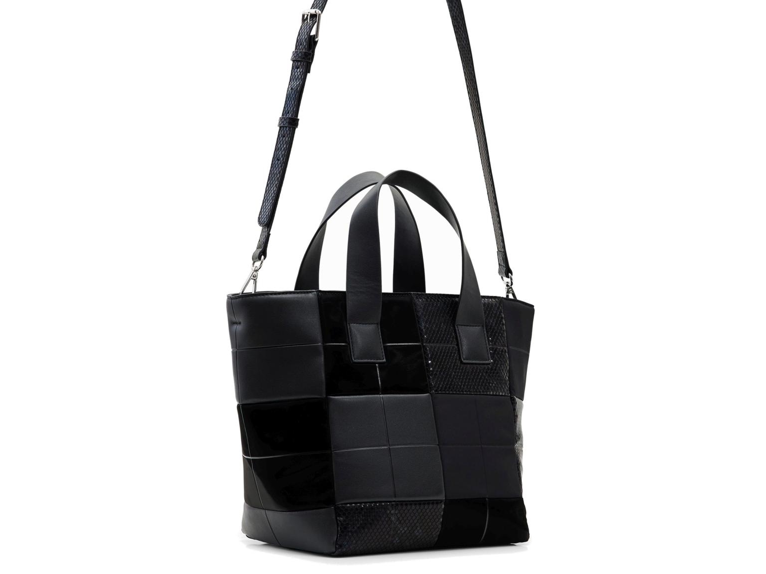 Desigual Kurzgrifftasche Patchworklook schwarz Materialmix Damas Valdivia