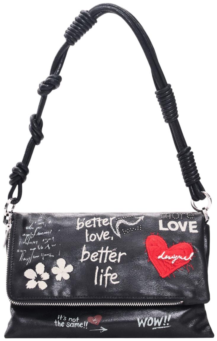 Desigual Murano Überschlagtasche WOW - Schwarz