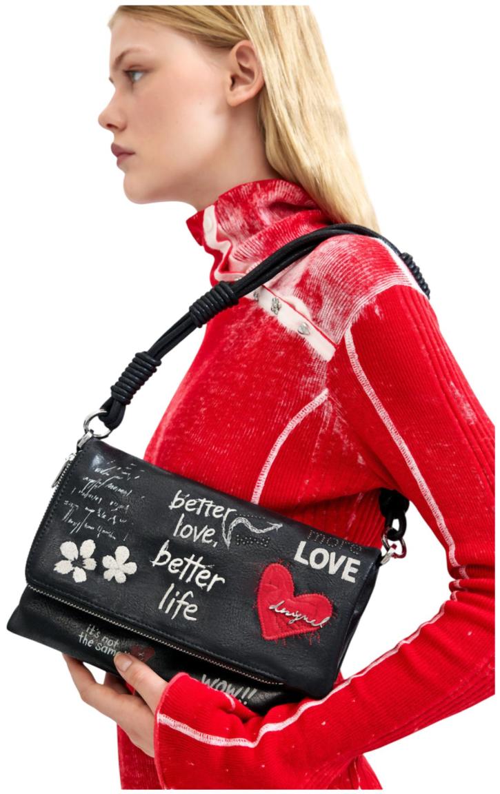 Desigual Murano Überschlagtasche WOW - Schwarz