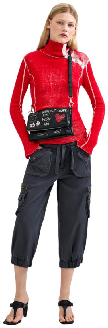 Desigual Murano Überschlagtasche WOW - Schwarz