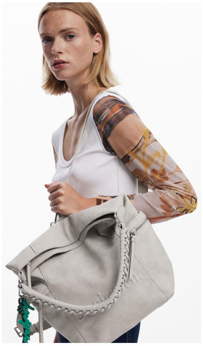 Desigual Taschenrucksack steingrau Logo Piedra Arica