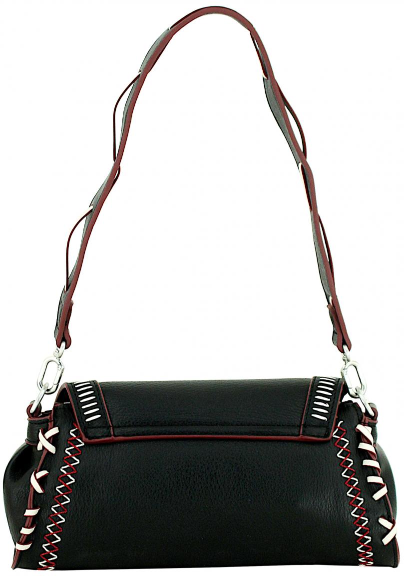 Desigual Überschlagtasche Manhattan Pespuntes schwarz Nähte bordeaux Zarauz
