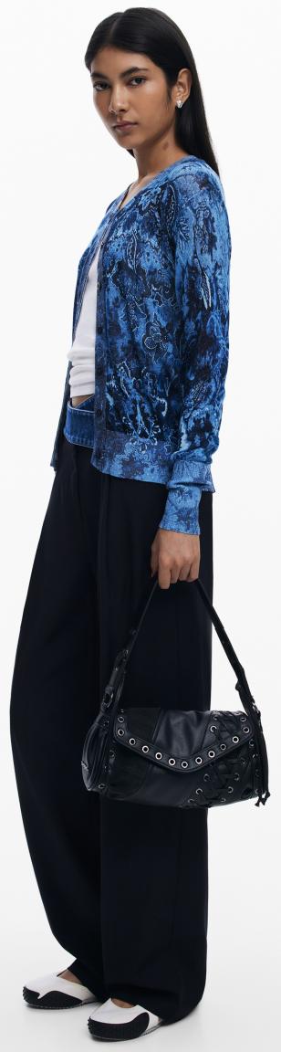 Desigual Umhängetasche schwarz Schnürung Zarauz Tango Patch Ösen