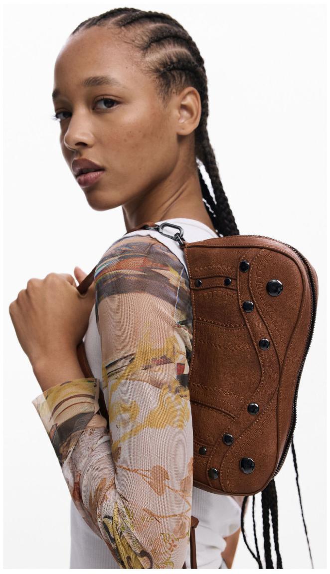 Desigual kompakte Damentasche braun Alsacia erweiterbar Embro Patch