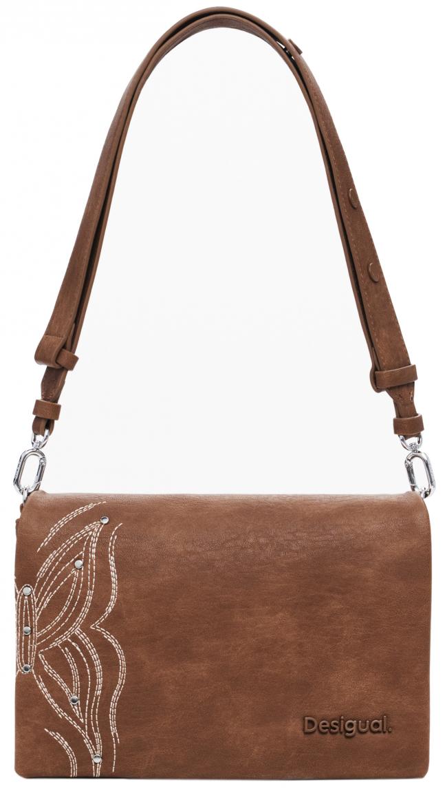 Dortmund Flap 2.0 Überschlagtasche Desigual braun bestickt Nieten Goodall