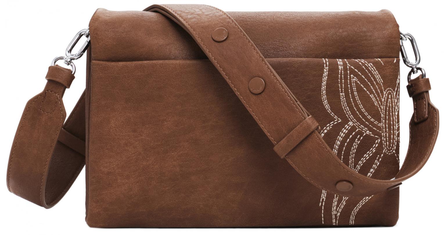 Dortmund Flap 2.0 Überschlagtasche Desigual braun bestickt Nieten Goodall