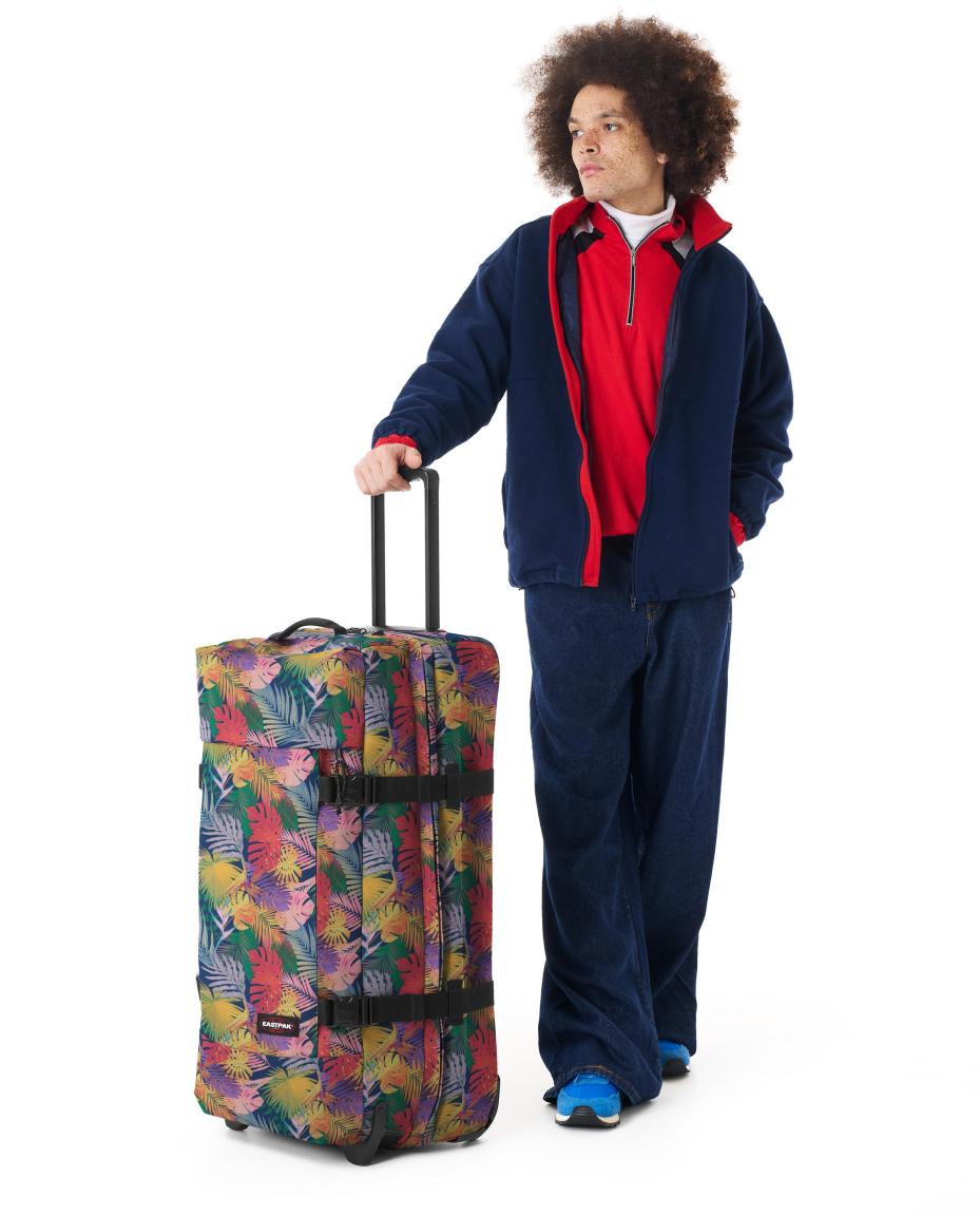 Eastpak Tranverz L Rollenreisetasche Blätter Brize Retro Navy - Bunt