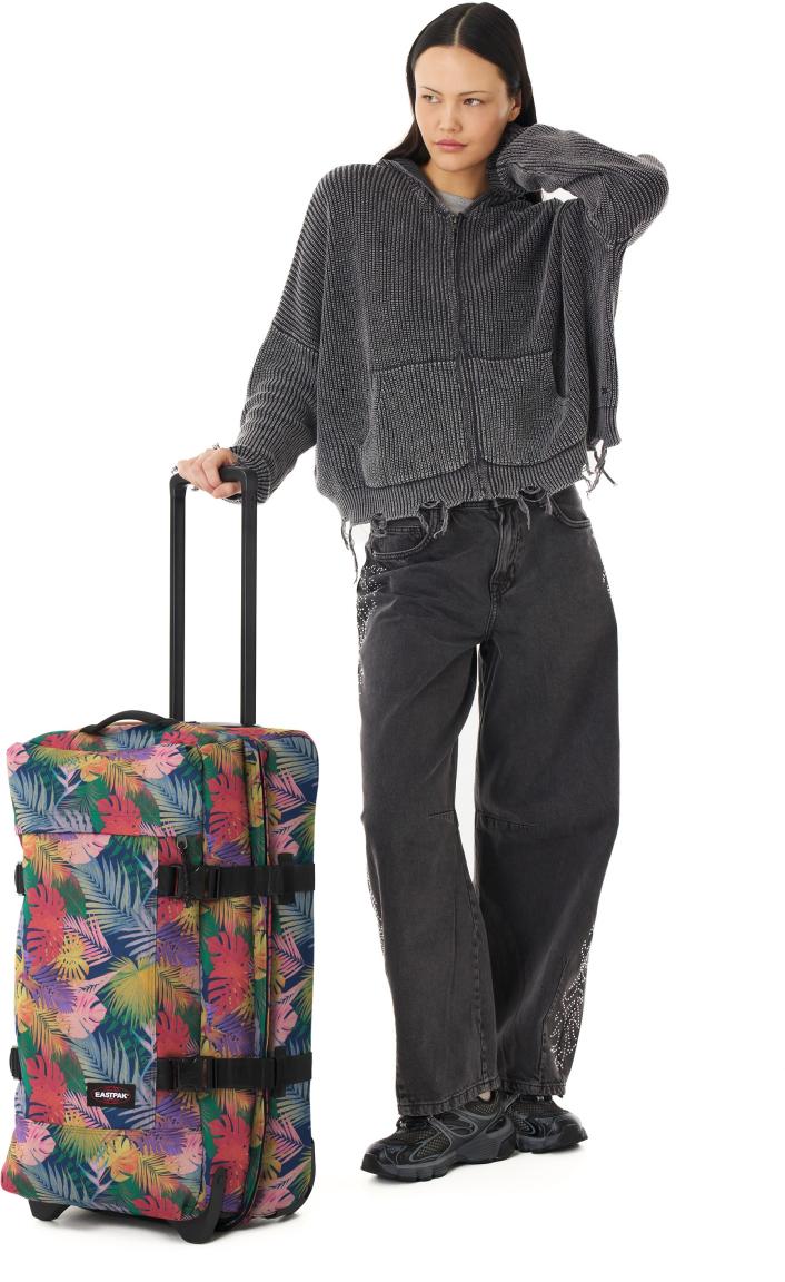 Eastpak Tranverz M Rollenreisetasche Blätter Brize Retro Navy - Bunt