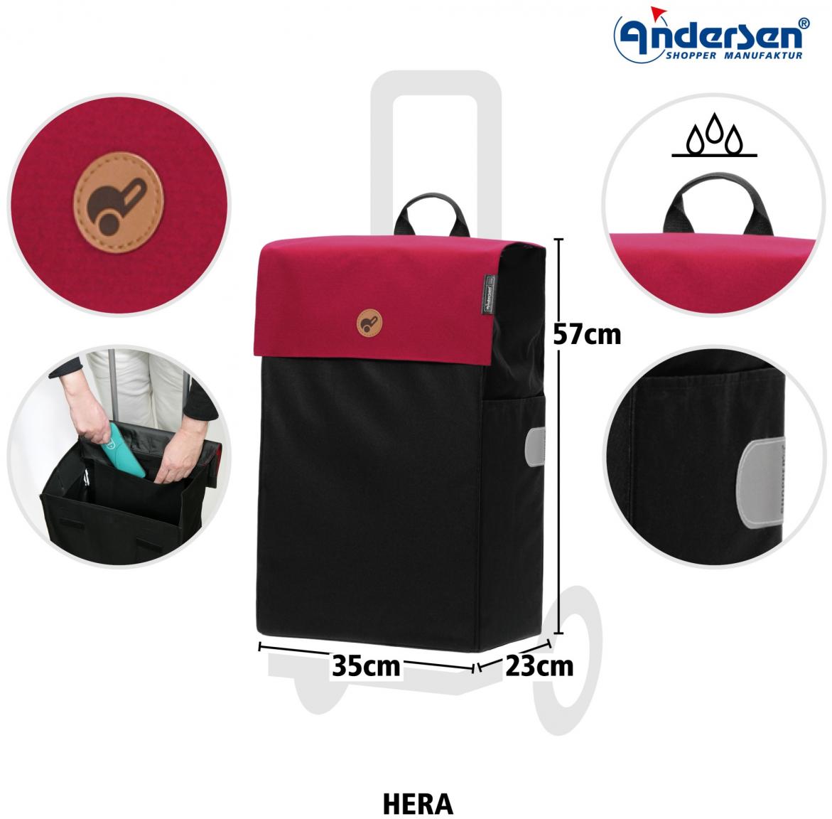 Einkaufstrolley Alu Star Shopper mit Hera Rot Andersen