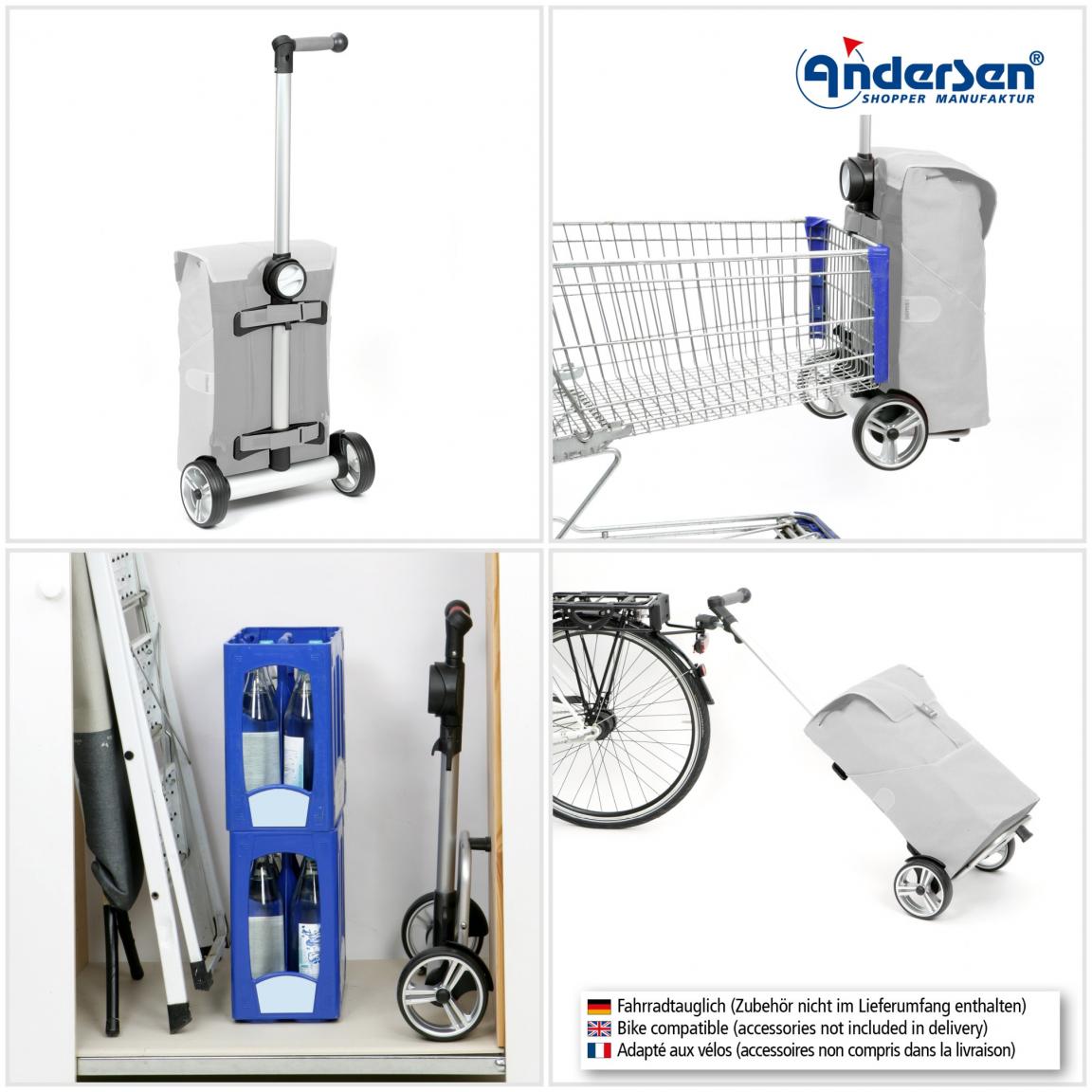 Einkaufstrolley Andersen Unus Shopper mit Tasche Eske rot gestreift