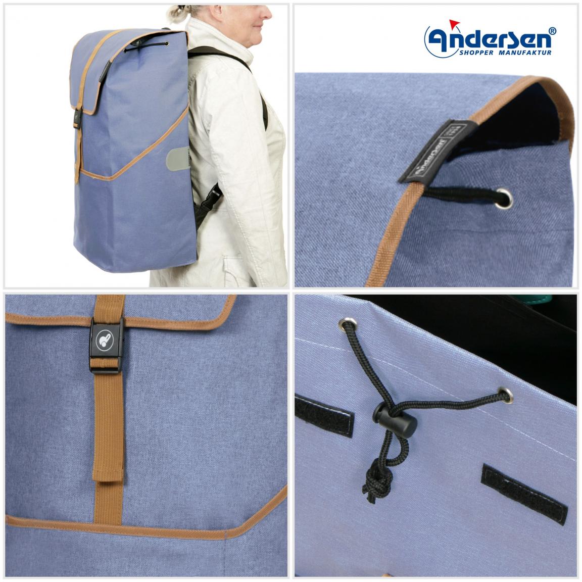 Einkaufstrolley mit Taschenrucksack Auke Flieder Andersen Komfort Shopper Sitzfläche