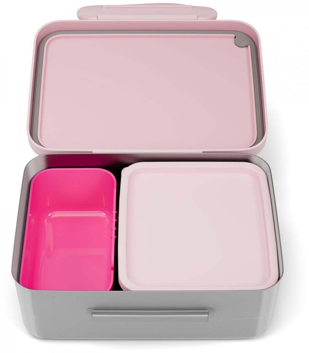 Ergobag Brotzeitbox rosa Glitzer Edelstahl 3teiliges Set