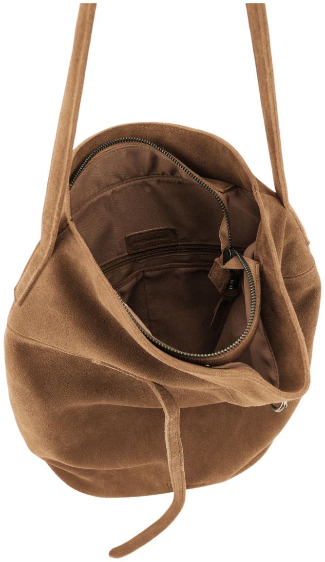 FREDsBRUDER Softly Hobo Ledertasche Velours Caramel - Mittelbraun
