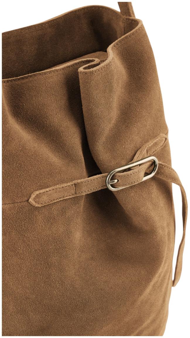 FREDsBRUDER Softly Hobo Ledertasche Velours Caramel - Mittelbraun