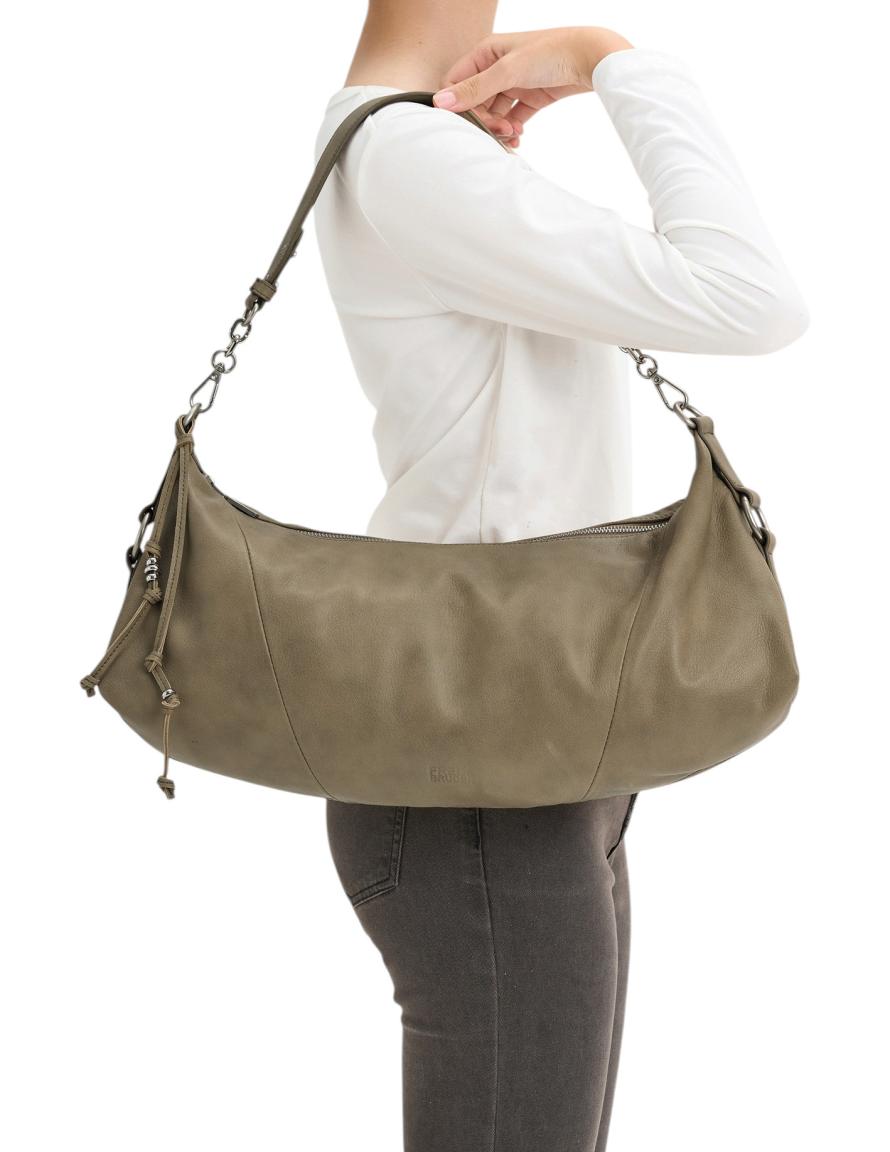 FREDsBRUDER Stay With Me Big Shoulderbag Leder Greyish Khaki - Taupe