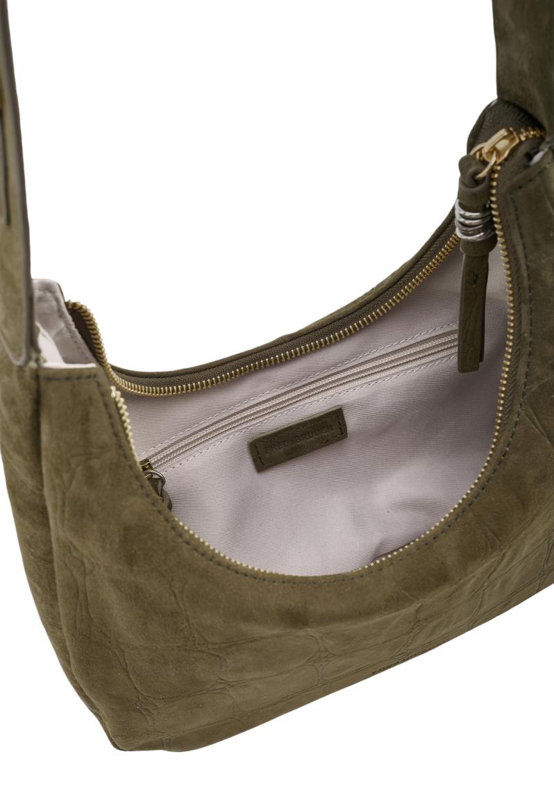 FREDsBRUDER Velvet Wild Midi Hobo Tasche Veloursleder Khaki - Olivgrün