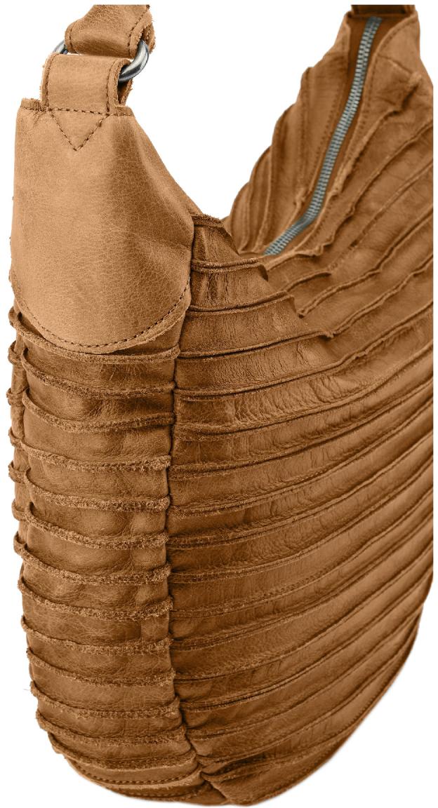 FREDsBRUDER geräumige Crossovertasche Riffeltier S Leder genarbt braun Desert