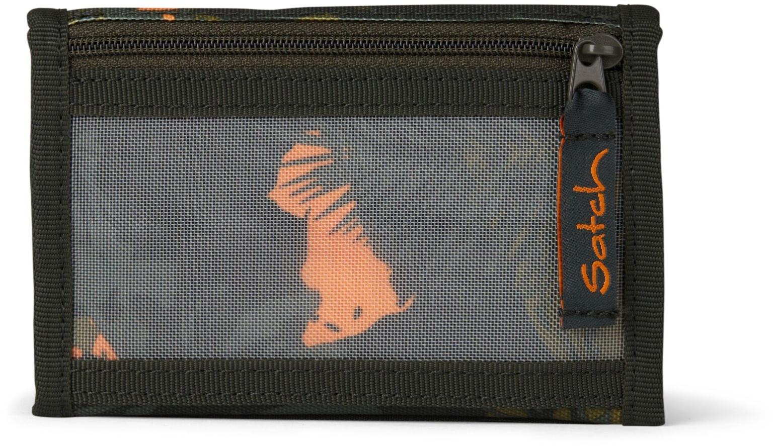 Geldbeutel Satch Wallet Jurassic Jungle dunkelgrün orange klappbar Klett