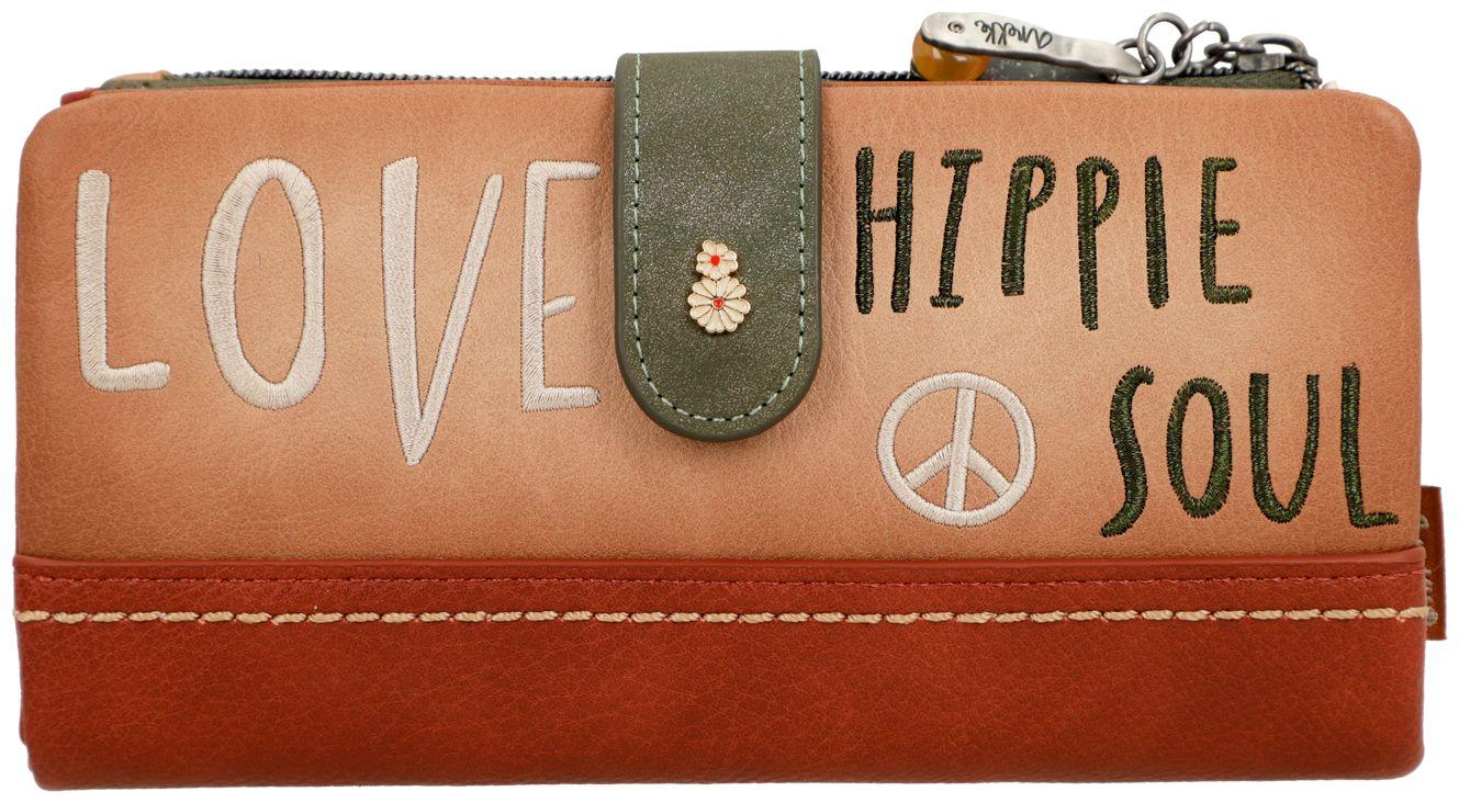 Geldbörse Anekke Peace & Love Flowers separates Etui braun grün