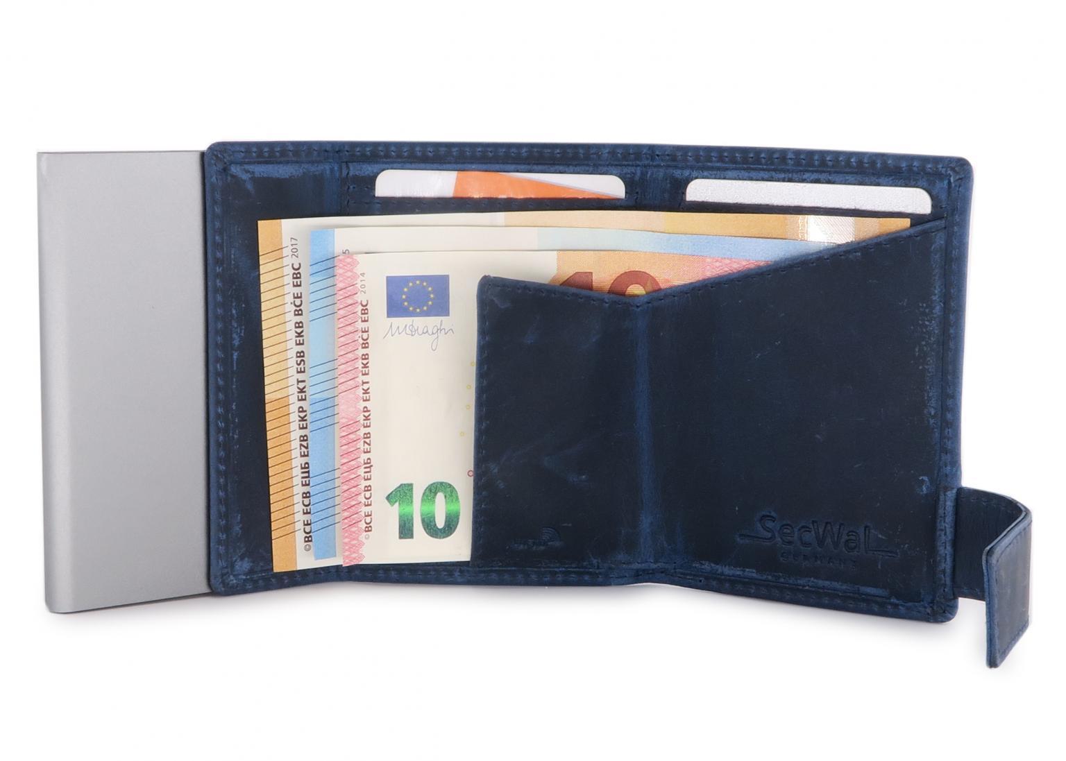 Geldtasche mit Kartenhülle aus Metal Secwal Hunter blau