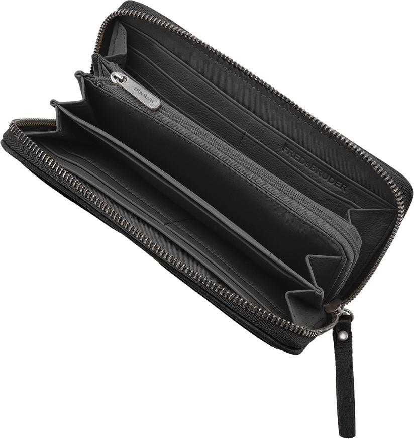 Geldtasche schwarz Leder Wallet Riffel Big FREDsBRUDER