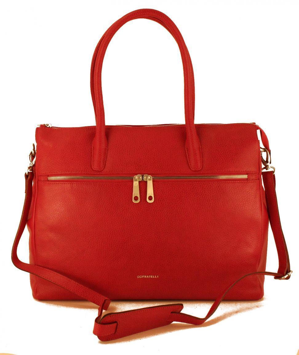 GiGi Fratelli Damen Aktentasche mit Notebookfach Leder Smoke Gra