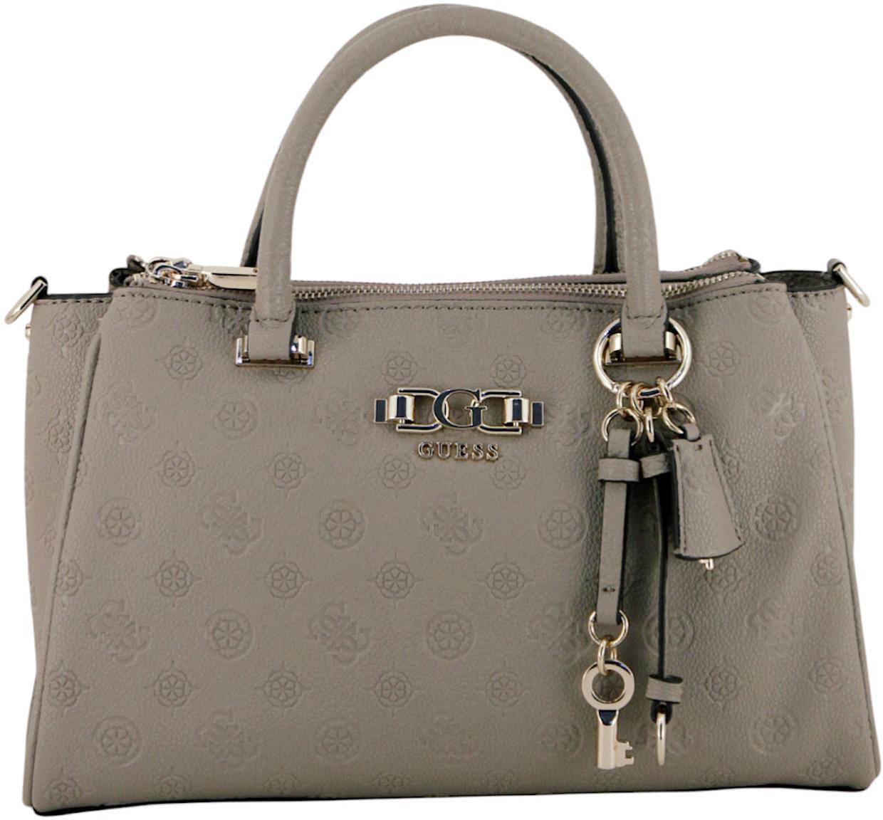 Guess Anise Kurzgrifftasche Dark Taupe Logoprägung