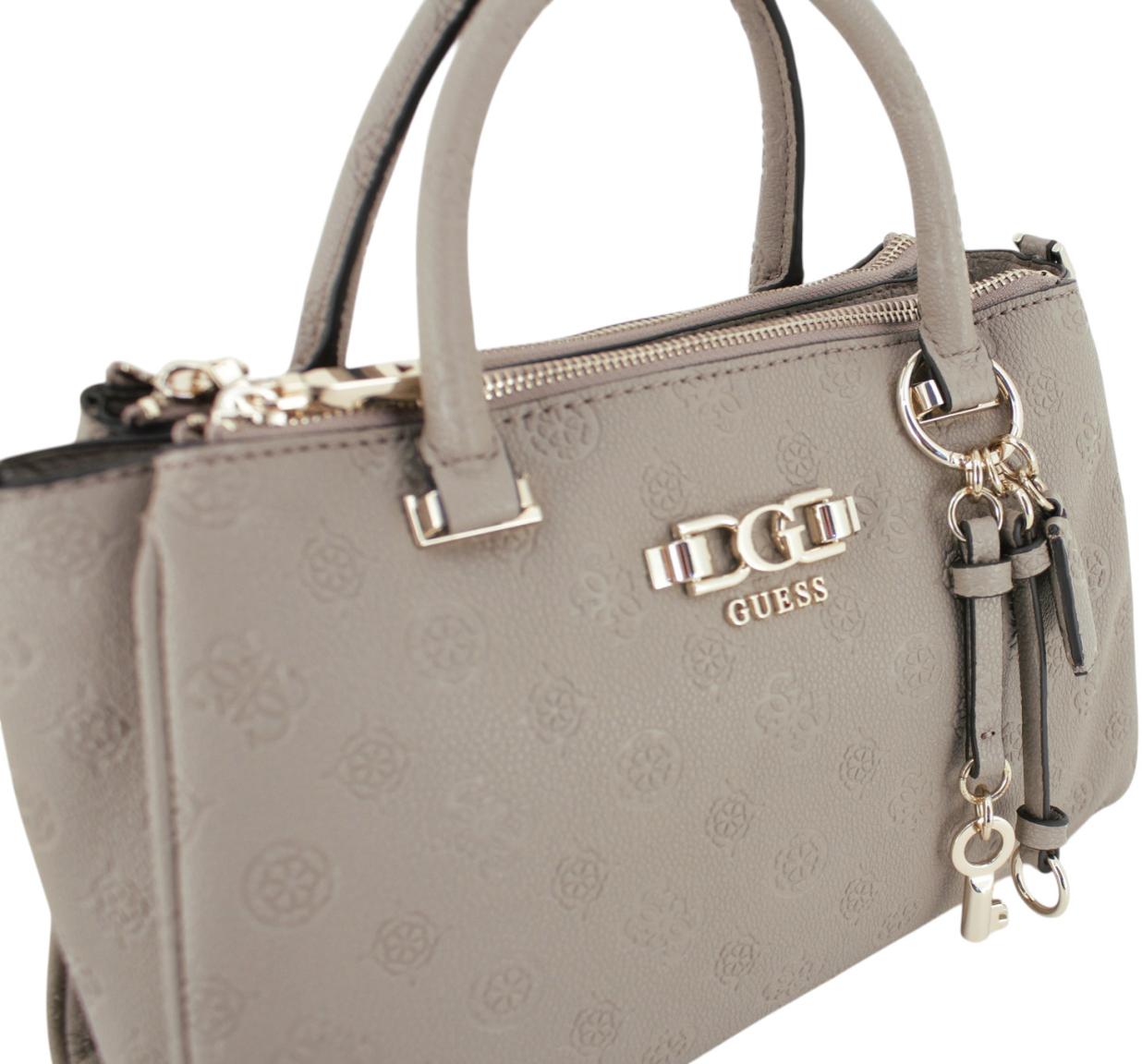 Guess Anise Kurzgrifftasche Dark Taupe Logoprägung