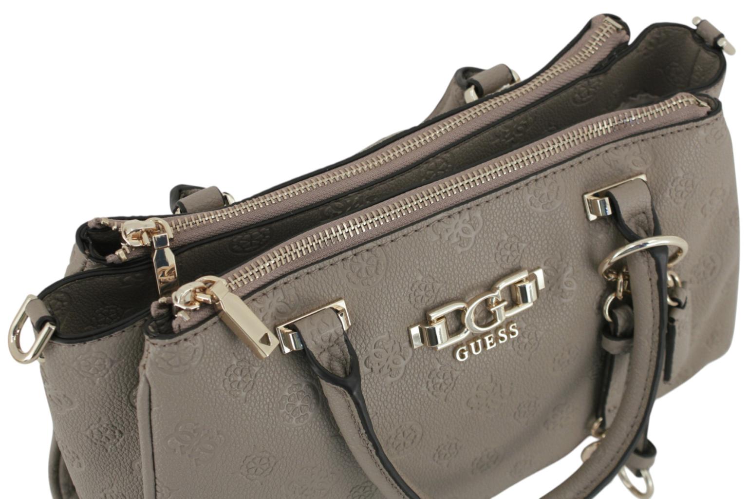 Guess Anise Kurzgrifftasche Dark Taupe Logoprägung