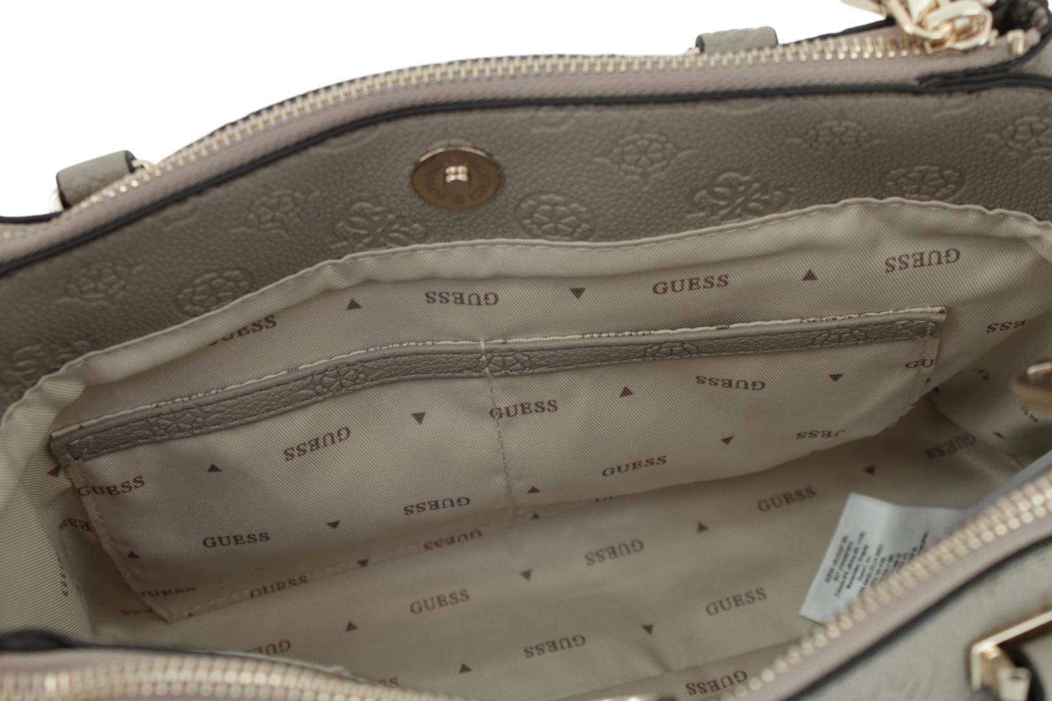 Guess Anise Kurzgrifftasche Stone Hellbeige Logoprägung