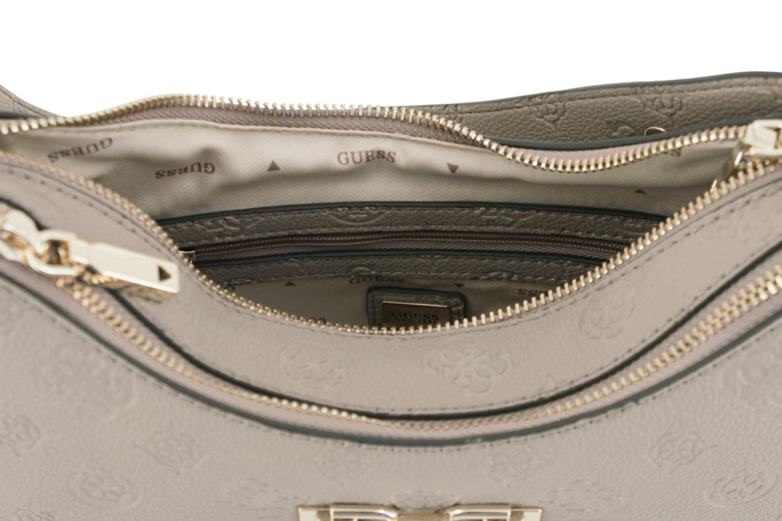 Guess Anise Schultertasche Dark Taupe Logoprägung