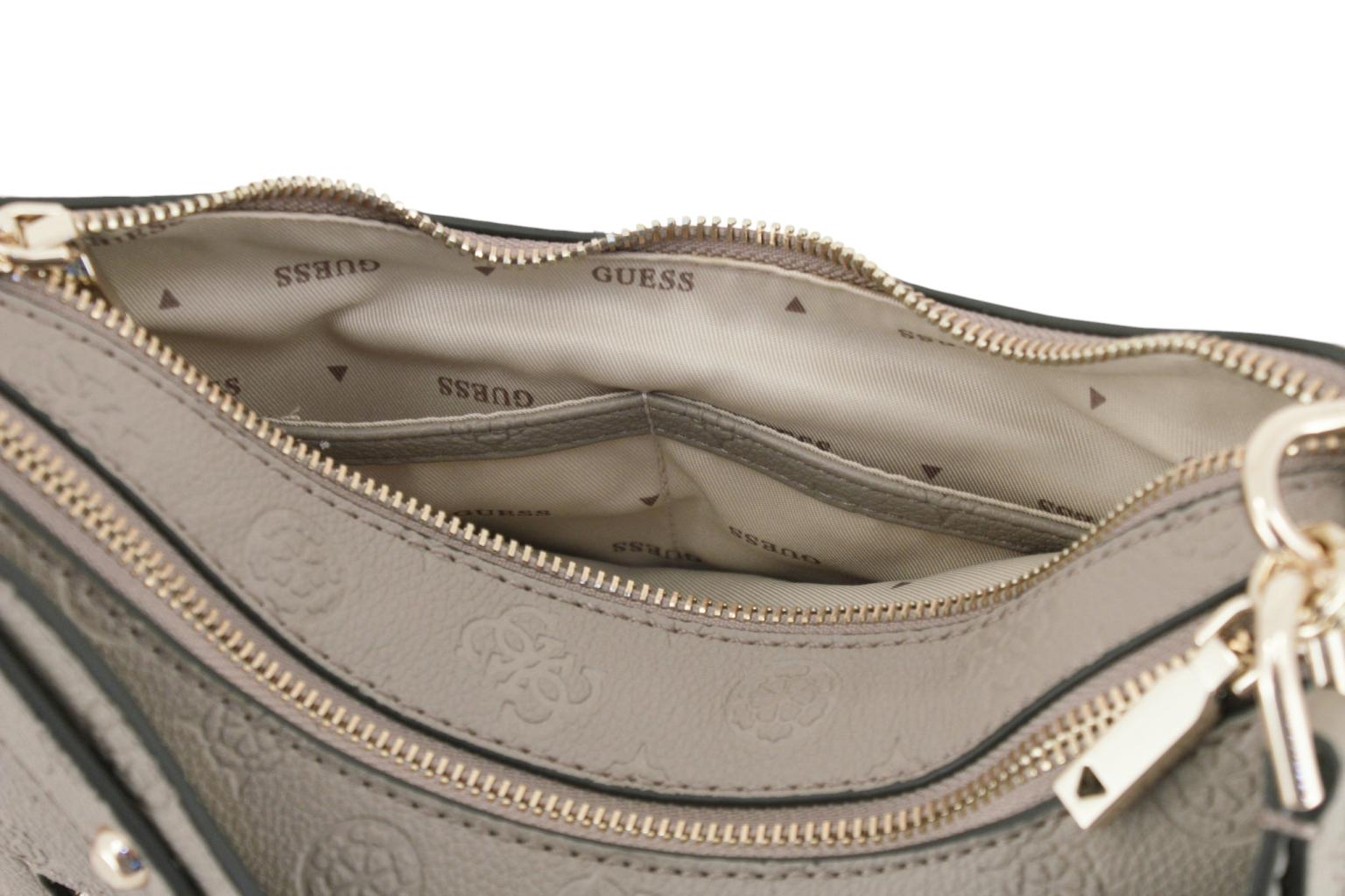Guess Anise Schultertasche Dark Taupe Logoprägung