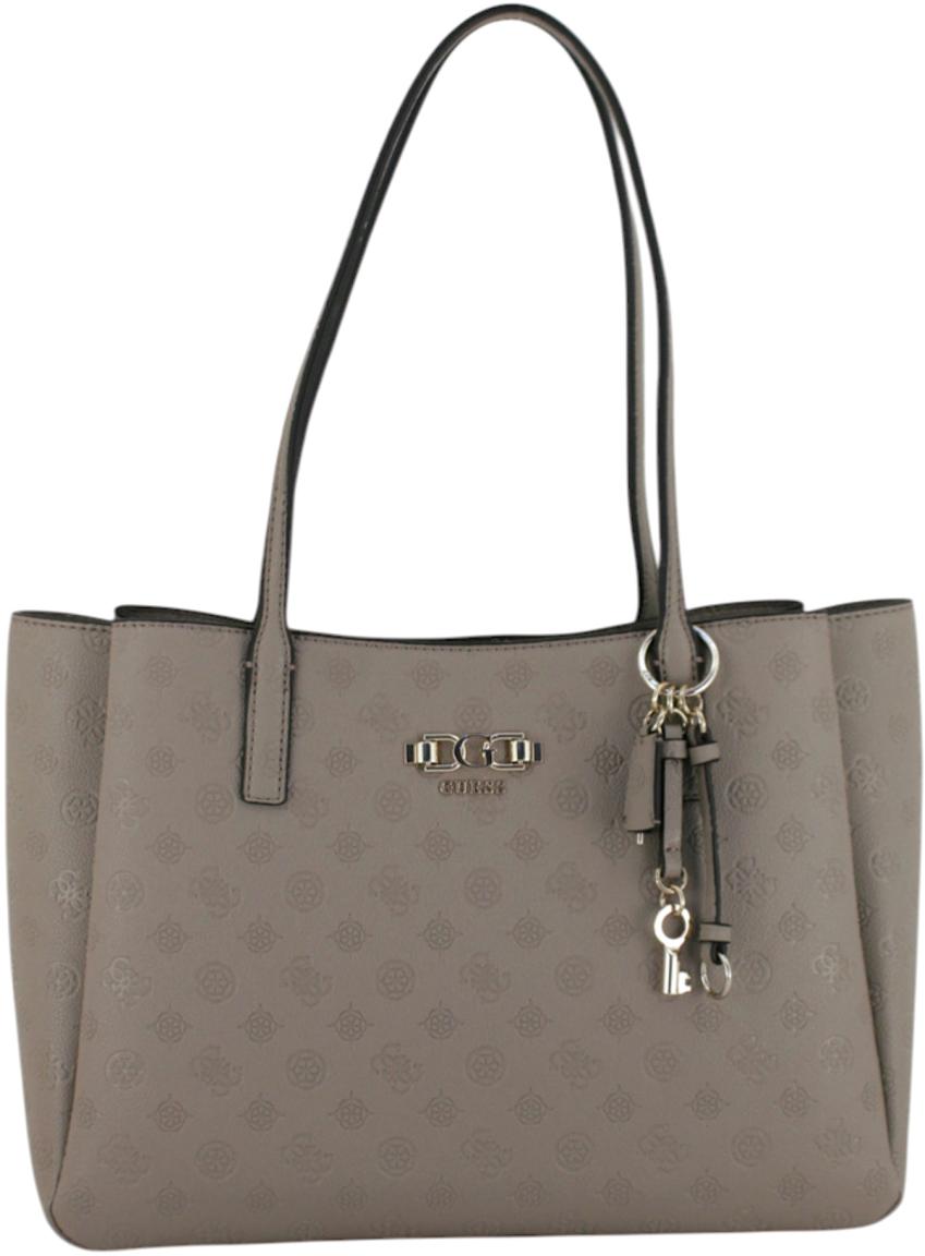 Guess Anise Shoppertasche Laptopfach Taupe Logoprägung