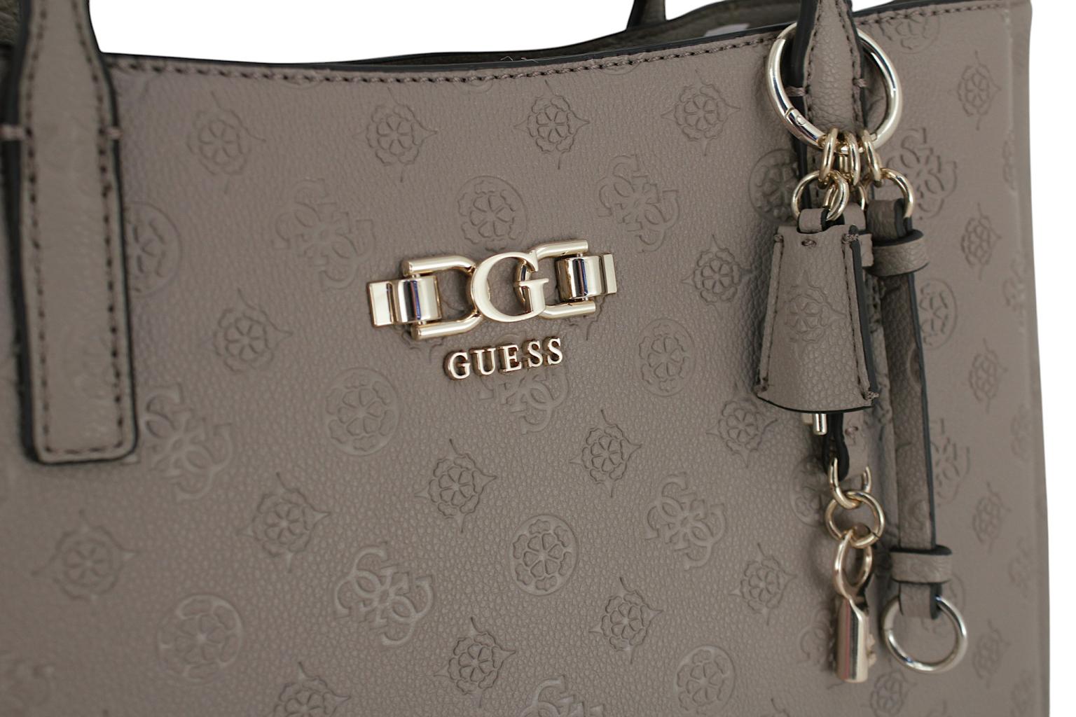Guess Anise Shoppertasche Laptopfach Taupe Logoprägung