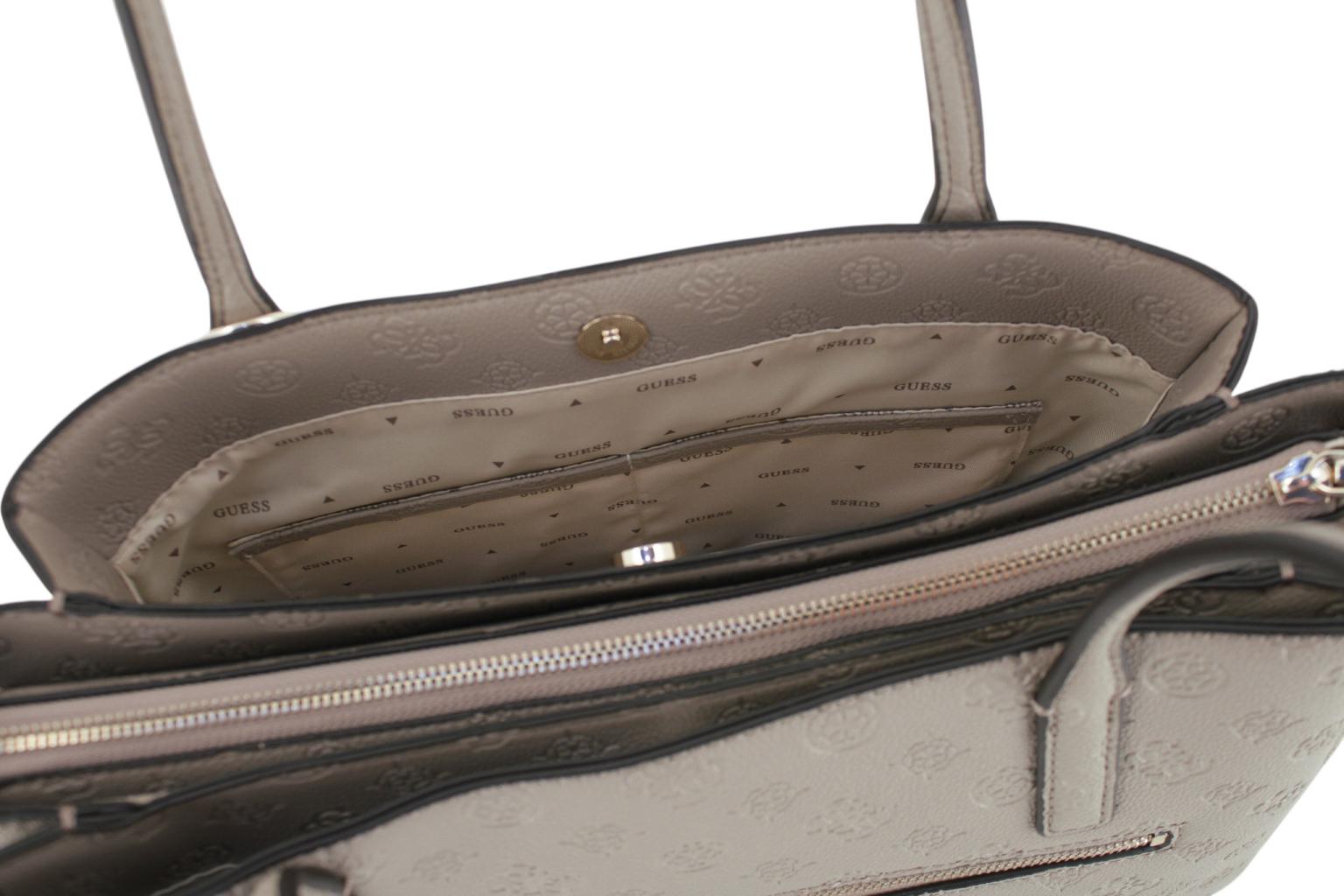 Guess Anise Shoppertasche Laptopfach Taupe Logoprägung
