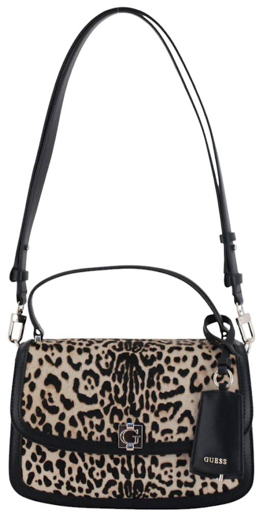 Guess Audrey Überschlagtasche Leopard - Schwarz