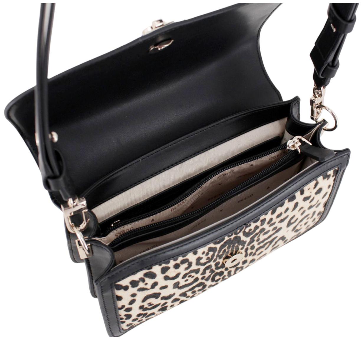 Guess Audrey Überschlagtasche Leopard - Schwarz