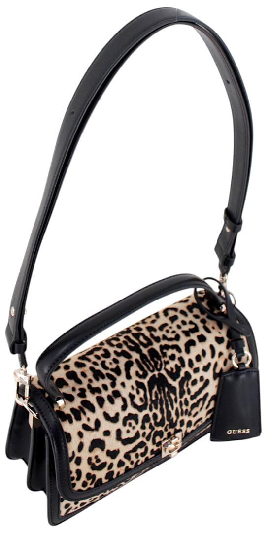 Guess Audrey Überschlagtasche Leopard - Schwarz