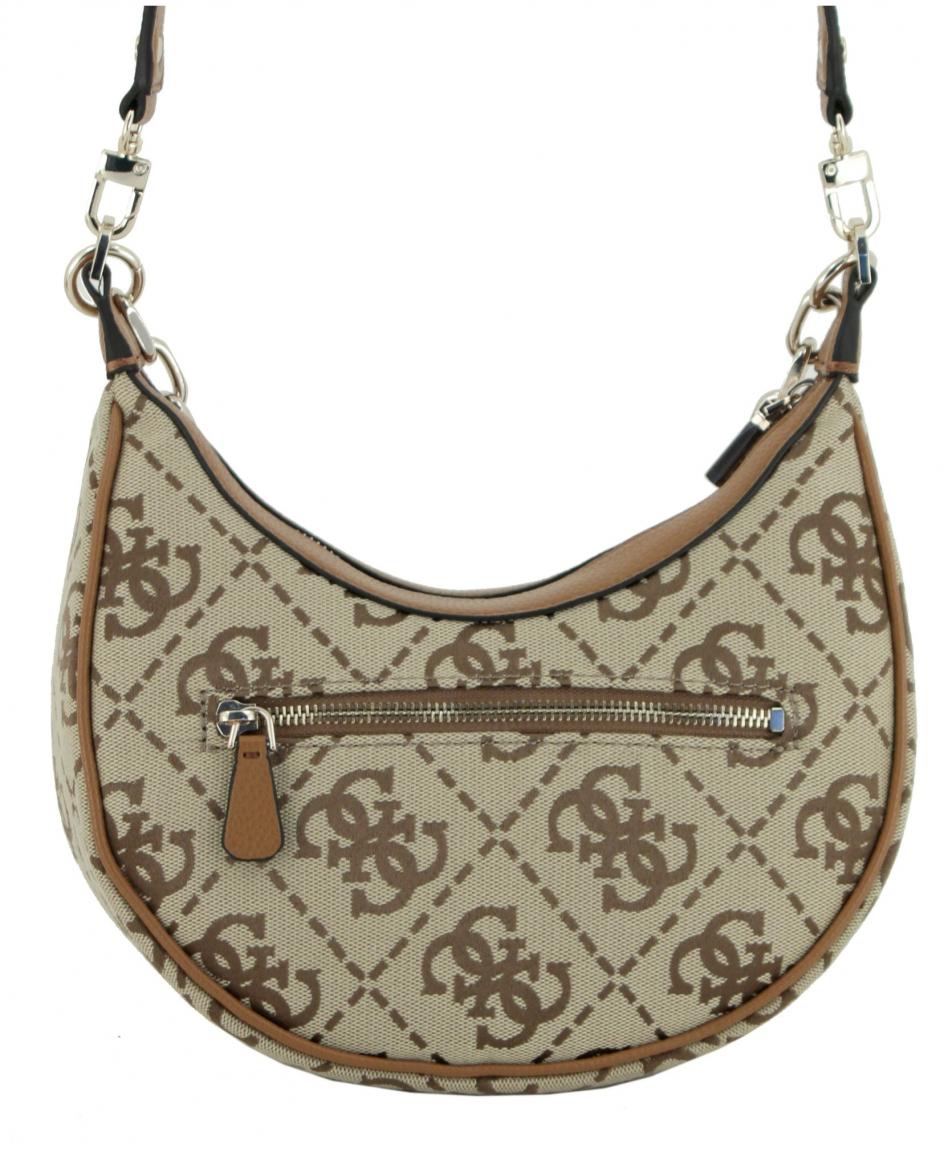 Guess Circe Hobo Schultertasche Latte Logo Jacquard beige braun
