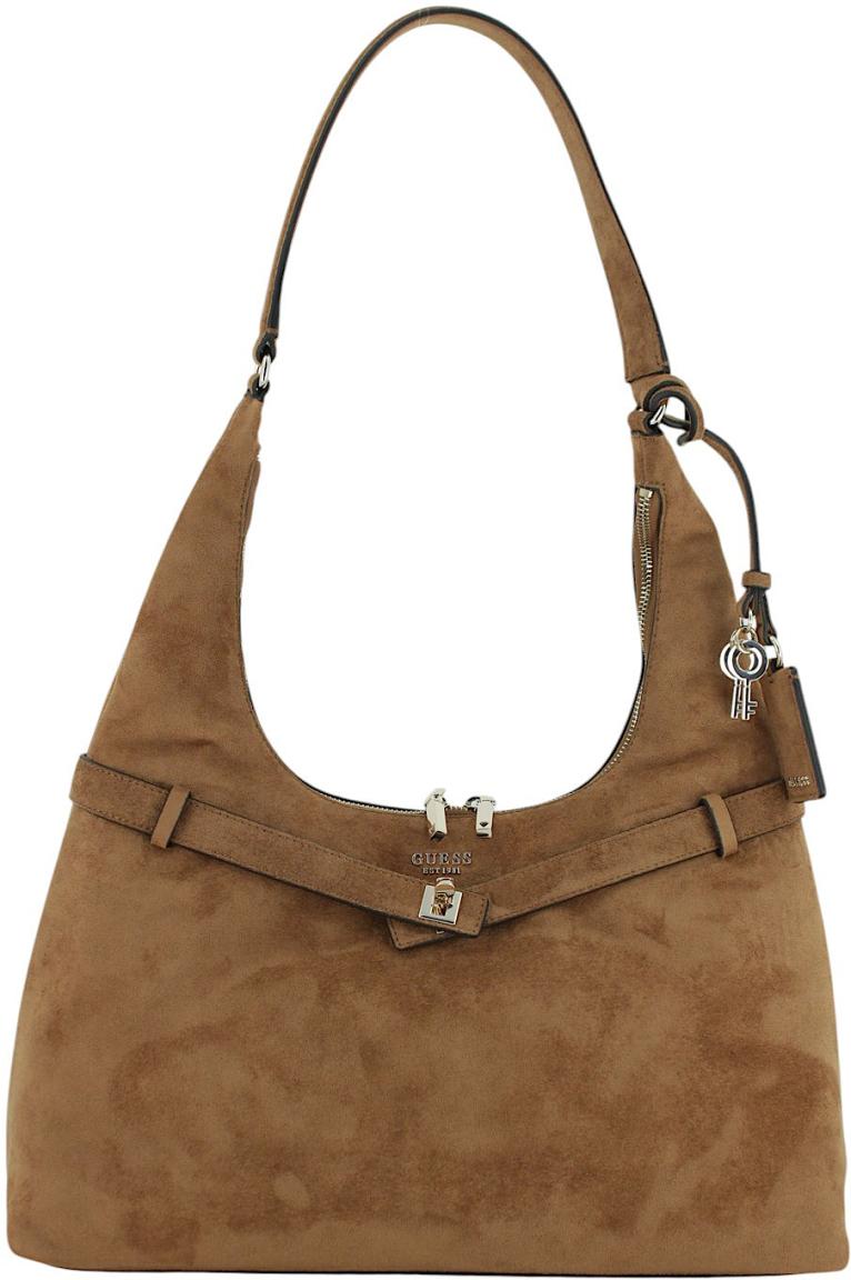 Guess Ella Beuteltasche Velours Espresso - Dunkelbraun