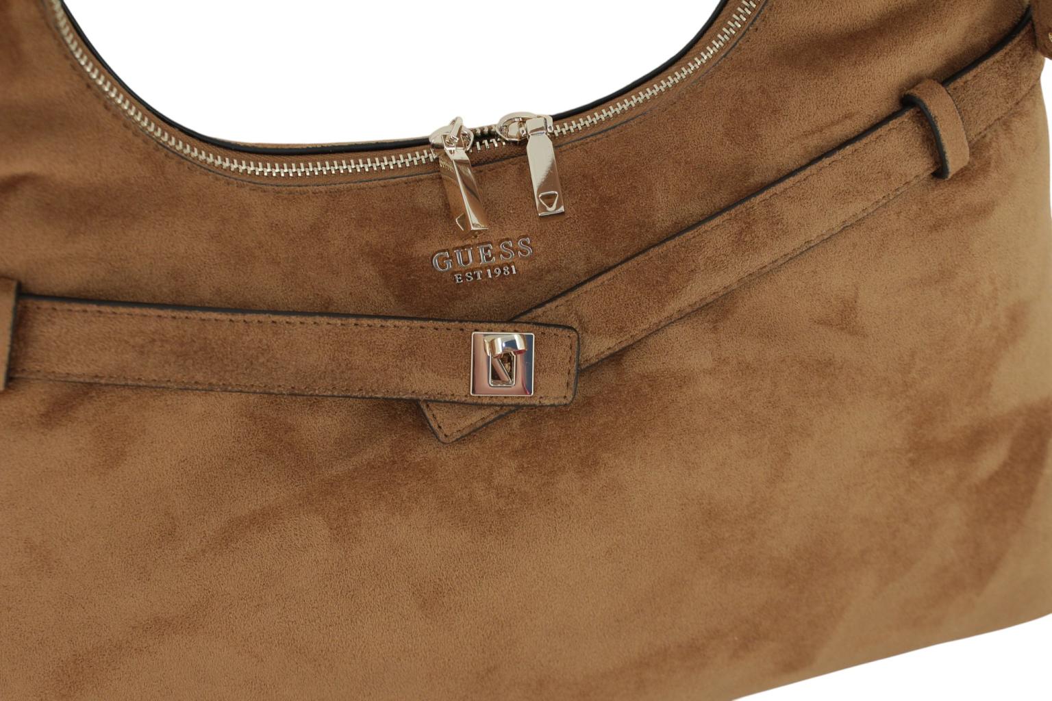Guess Ella Beuteltasche Velours Espresso - Dunkelbraun
