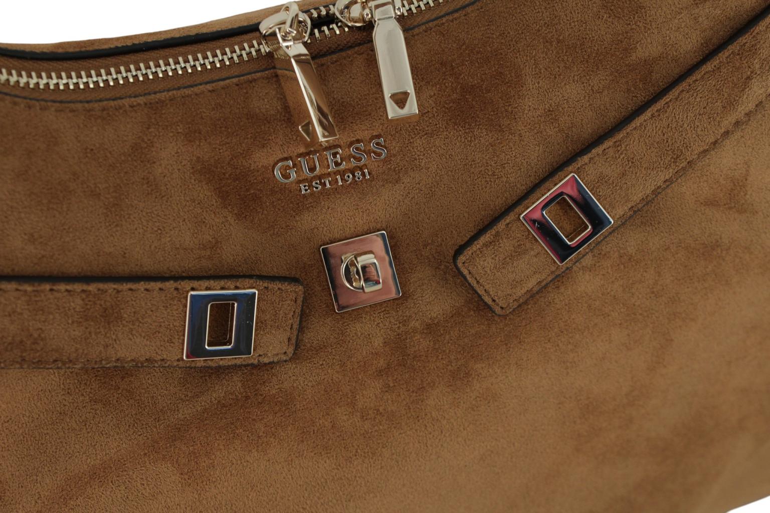 Guess Ella Beuteltasche Velours Espresso - Dunkelbraun