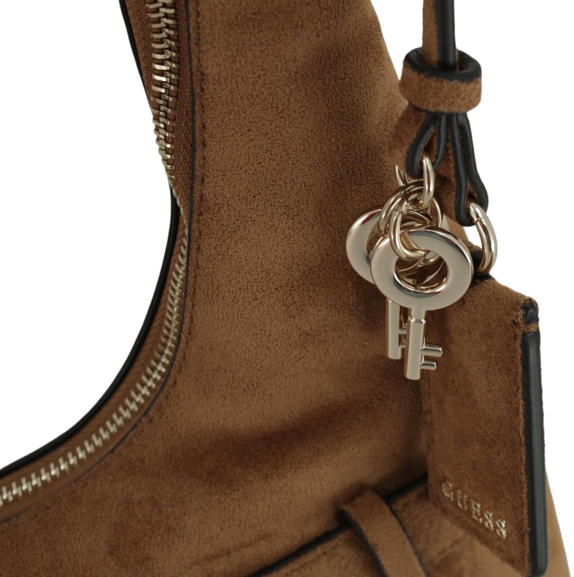 Guess Ella Beuteltasche Velours Espresso - Dunkelbraun